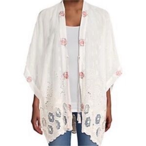 NEW Johnny Was Kahlil Eyelet Kimono Rose Boho Embroidered Eyelet Extra Small
